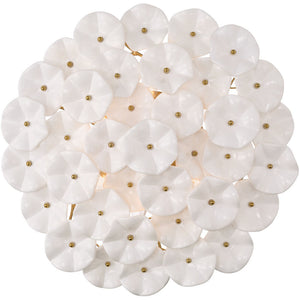 Astrid 22" Six Light Semi Flush, Aged Brass / White