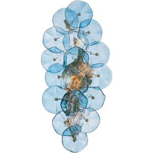 Astrid 23" Four Light Sconce, Aged Brass / Blue
