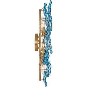 Astrid 23" Four Light Sconce, Aged Brass / Blue