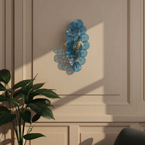 Astrid 23" Four Light Sconce, Aged Brass / Blue