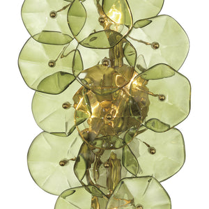 Astrid 23" Four Light Sconce, Aged Brass / Green