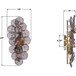 Astrid 23" Four Light Sconce, Aged Brass / Purple