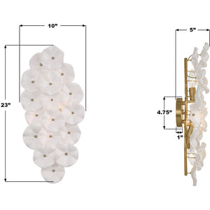Astrid 23" Four Light Sconce, Aged Brass / White