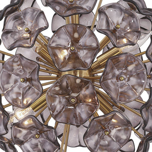 Astrid 18" Six Light Chandelier, Aged Brass / Purple