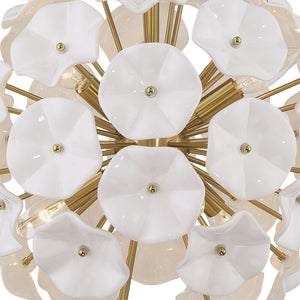 Astrid 18" Six Light Chandelier, Aged Brass / White