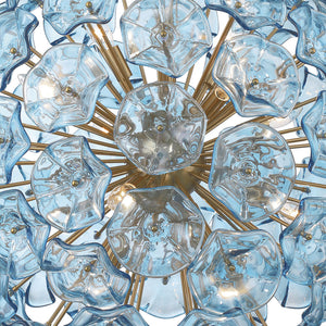 Astrid 28" Twelve Light Chandelier, Aged Brass / Blue