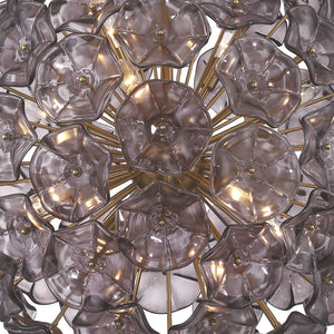 Astrid 28" Twelve Light Chandelier, Aged Brass / Purple