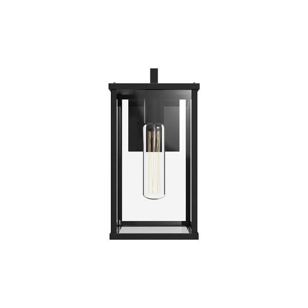 Southworth 12" Outdoor Wall Light, Clear Glass/Textured Black
