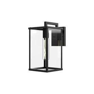 Southworth 12" Outdoor Wall Light, Clear Glass/Textured Black