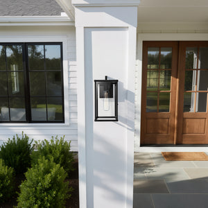 Southworth 12" Outdoor Wall Light, Clear Glass/Textured Black