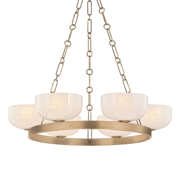 Isan 32" Six Lights Chandelier, Patina Brass