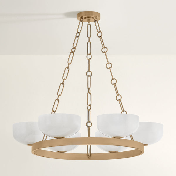 Isan 32" Six Lights Chandelier, Patina Brass