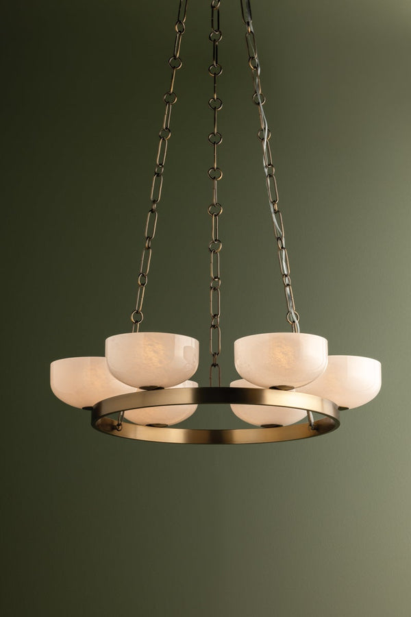 Isan 32" Six Lights Chandelier, Patina Brass