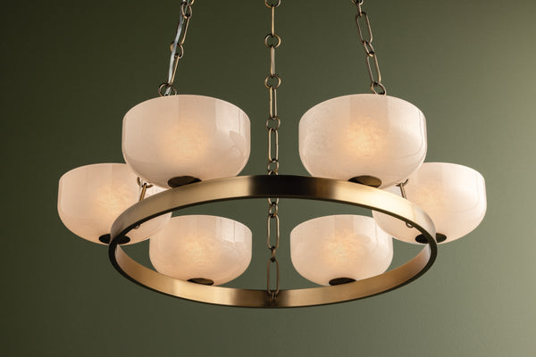 Isan 32" Six Lights Chandelier, Patina Brass