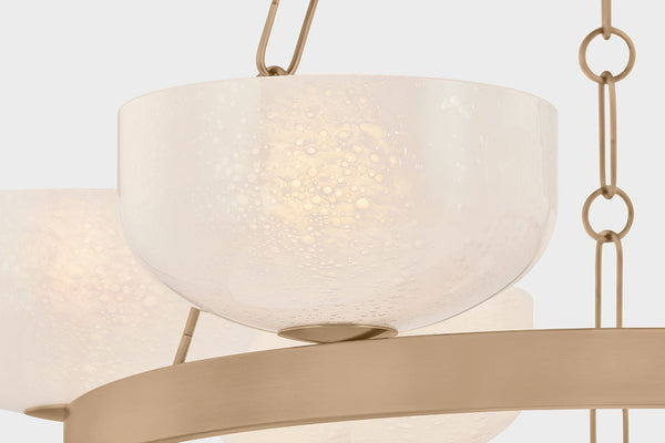 Isan 32" Six Lights Chandelier, Patina Brass