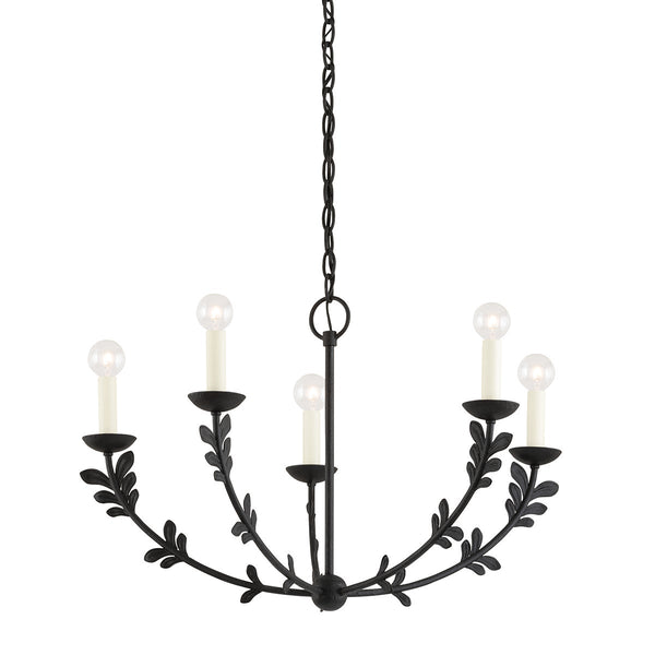 Mirani 28" Five Lights Chandelier, Black Iron