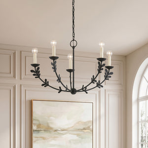 Mirani 28" Five Lights Chandelier, Black Iron