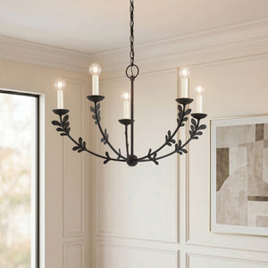 Mirani 28" Five Lights Chandelier, Black Iron