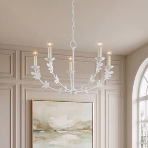 Mirani 28" Five Lights Chandelier, Gesso White