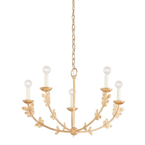 Mirani 28" Five Lights Chandelier, Vintage Gold Leaf