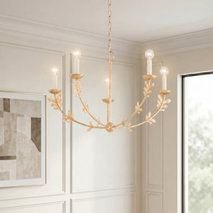 Mirani 28" Five Lights Chandelier, Vintage Gold Leaf