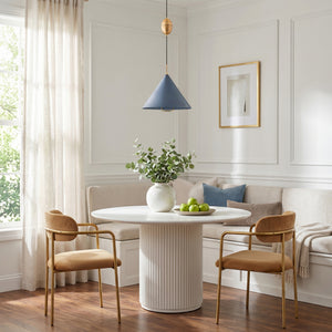 Lyan 18" One Light Pendant, Patina Brass / Slate Blue