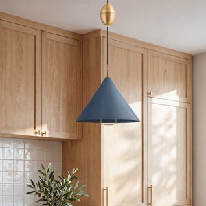 Lyan 18" One Light Pendant, Patina Brass / Slate Blue