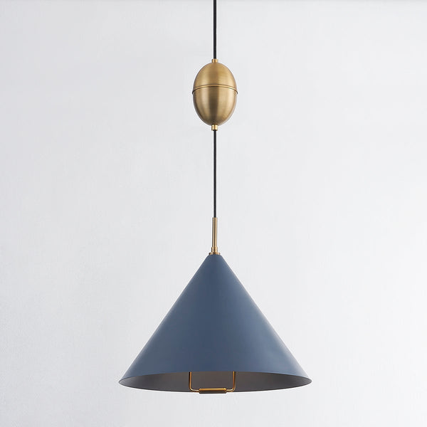 Lyan 18" One Light Pendant, Patina Brass / Slate Blue