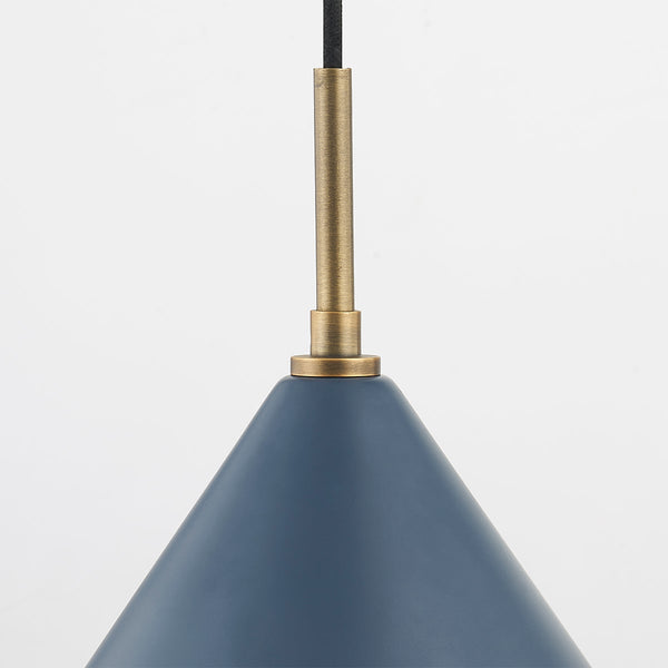Lyan 18" One Light Pendant, Patina Brass / Slate Blue