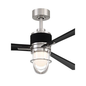 Pelagos 65" LED Smart Indoor/Outdoor Ceiling Fan, Brushed Nickel Wet With Coal Blades