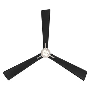 Pelagos 65" LED Smart Indoor/Outdoor Ceiling Fan, Brushed Nickel Wet With Coal Blades