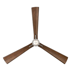 Pelagos 65" LED Smart Indoor/Outdoor Ceiling Fan, Brushed Nickel Wet With Distressed Koa Blades
