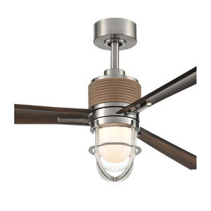 Pelagos 65" LED Smart Indoor/Outdoor Ceiling Fan, Brushed Nickel Wet With Distressed Koa Blades