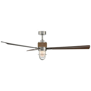 Pelagos 65" LED Smart Indoor/Outdoor Ceiling Fan, Brushed Nickel Wet With Distressed Koa Blades