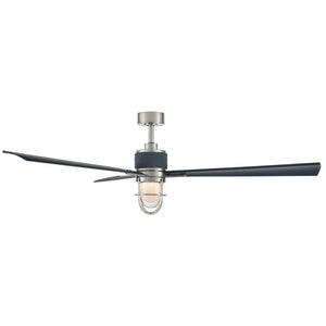 Pelagos 65" LED Smart Indoor/Outdoor Ceiling Fan, Brushed Nickel Wet With Navy Blades