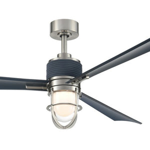 Pelagos 65" LED Smart Indoor/Outdoor Ceiling Fan, Brushed Nickel Wet With Navy Blades