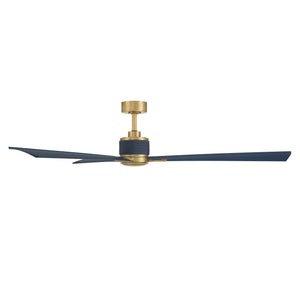 Pelagos 65" LED Smart Indoor/Outdoor Ceiling Fan, Legacy Brass With Navy Blue Blades