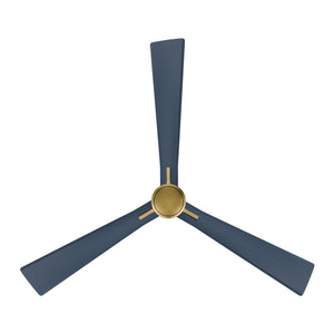 Pelagos 65" LED Smart Indoor/Outdoor Ceiling Fan, Legacy Brass With Navy Blue Blades