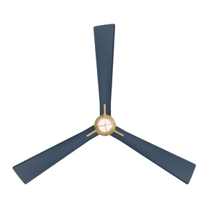 Pelagos 65" LED Smart Indoor/Outdoor Ceiling Fan, Legacy Brass With Navy Blue Blades