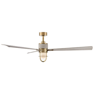 Pelagos 65" LED Smart Indoor/Outdoor Ceiling Fan, Legacy Brass With Warm Coastal Driftwood Blades