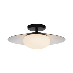Sunspot 15" LED Flush Mount Ceiling Light, Metal - Black/White
