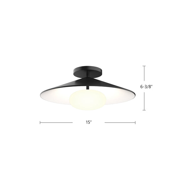 Sunspot 15" LED Flush Mount Ceiling Light, Metal - Black/White