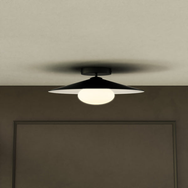 Sunspot 15" LED Flush Mount Ceiling Light, Metal - Black/White
