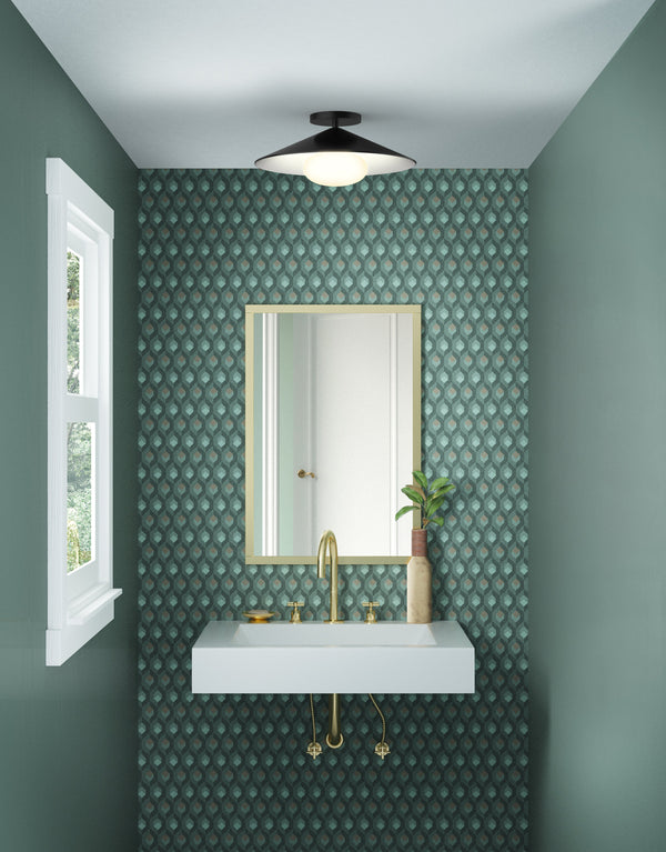 Sunspot 15" LED Flush Mount Ceiling Light, Metal - Black/White