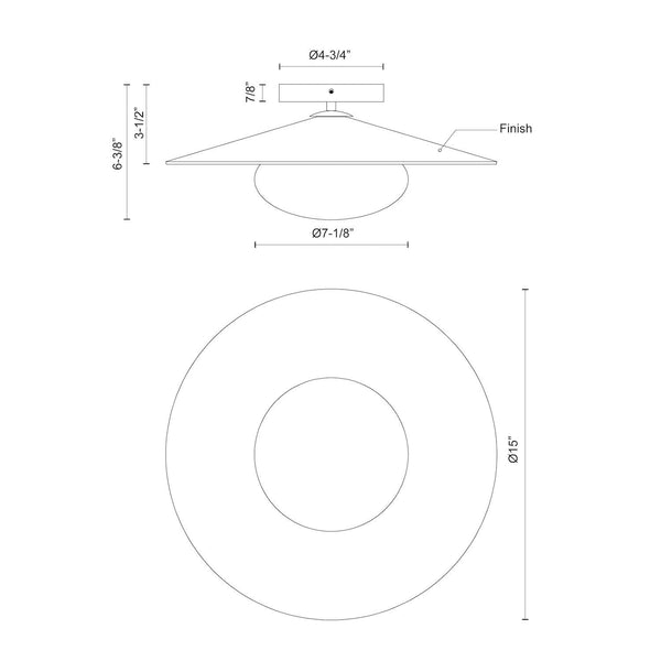 Sunspot 15" LED Flush Mount Ceiling Light, Felt - Gray