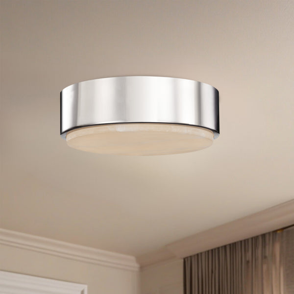 Comstock 8" LED Flushmount Ceiling Light, Polished Nickel/Alabaster
