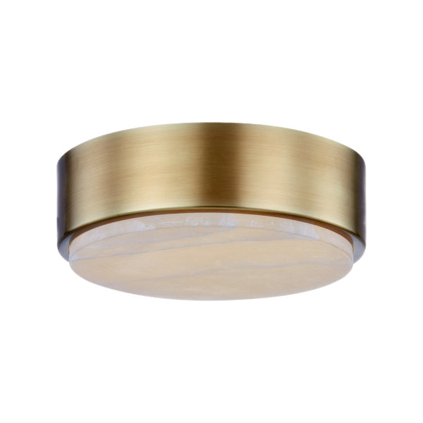 Comstock 8" LED Flushmount Ceiling Light, Vintage Brass/Alabaster