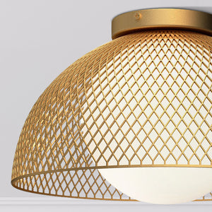 Harper 12" One-Light Flush Mount, Gold/Opal Matte Glass