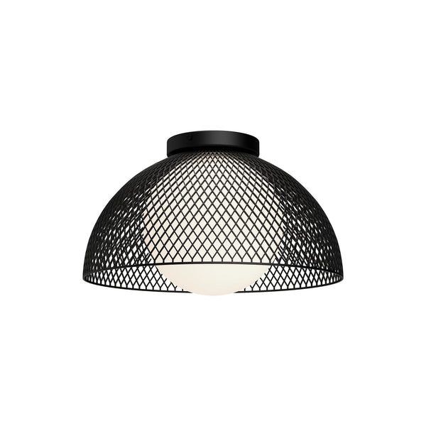 Harper 12" One-Light Flush Mount, Matte Black/Opal Matte Glass