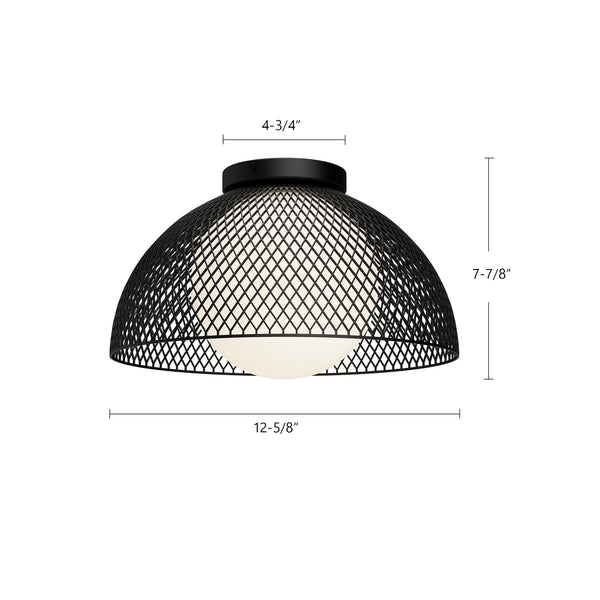 Harper 12" One-Light Flush Mount, Matte Black/Opal Matte Glass
